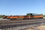 Trio of BNSF engines in Temple, Texas. Taken from depot model railroad porch.